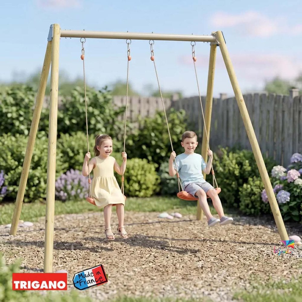 Portique Bois Métal avec Siège Bébé DOUBLO | Trigano