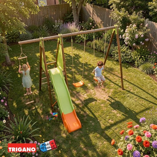 Station de jeux bois poutre métal 2m30 - Techwood Premium XALTO - Trigano