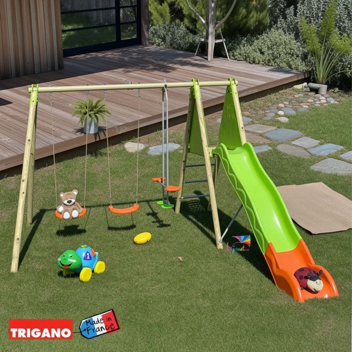 Balançoire en bois poutre métal Techwood OPTIMA Trigano