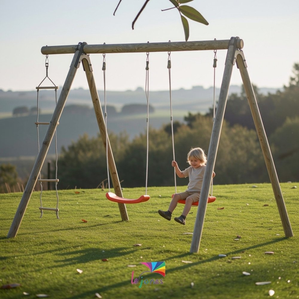Portique bois 2,30 m trigano Artix TIRIDOU - 3 enfants