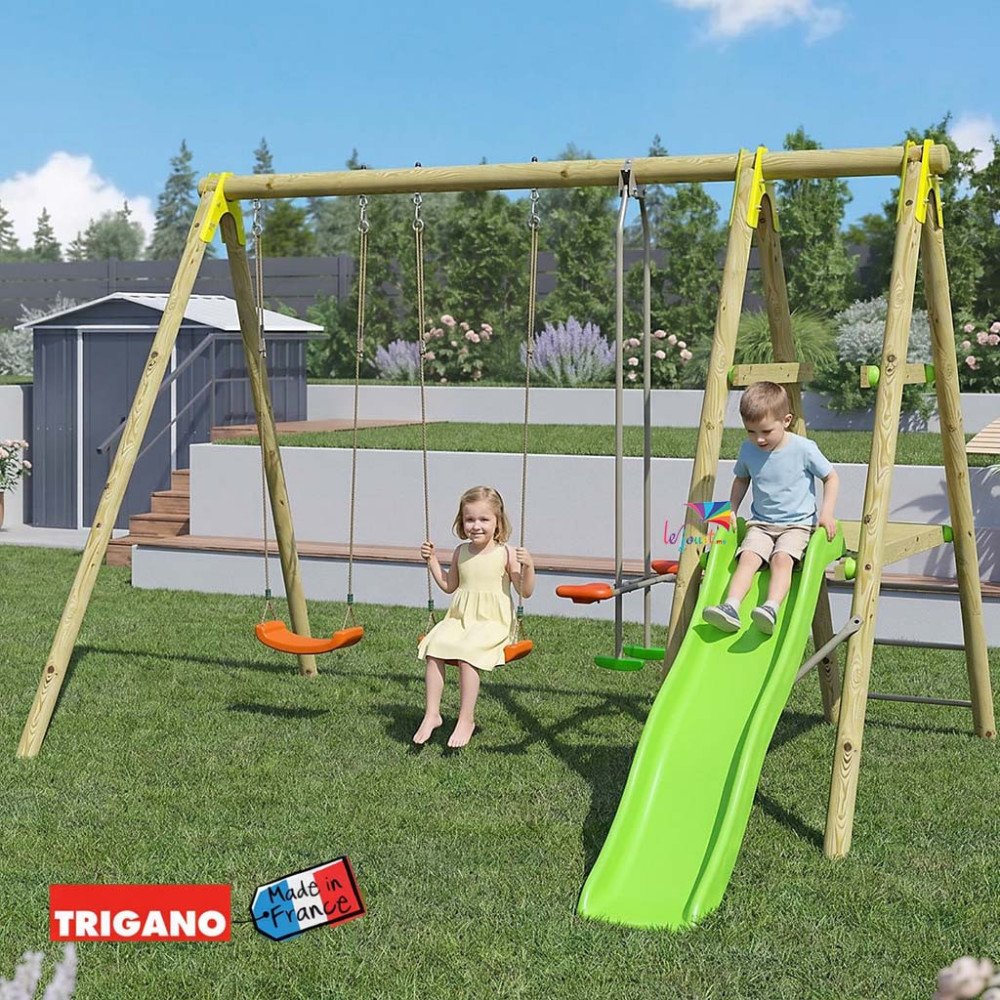 Balançoire en bois 2,30 m Topwood TUTTI – Trigano - 6 enfants