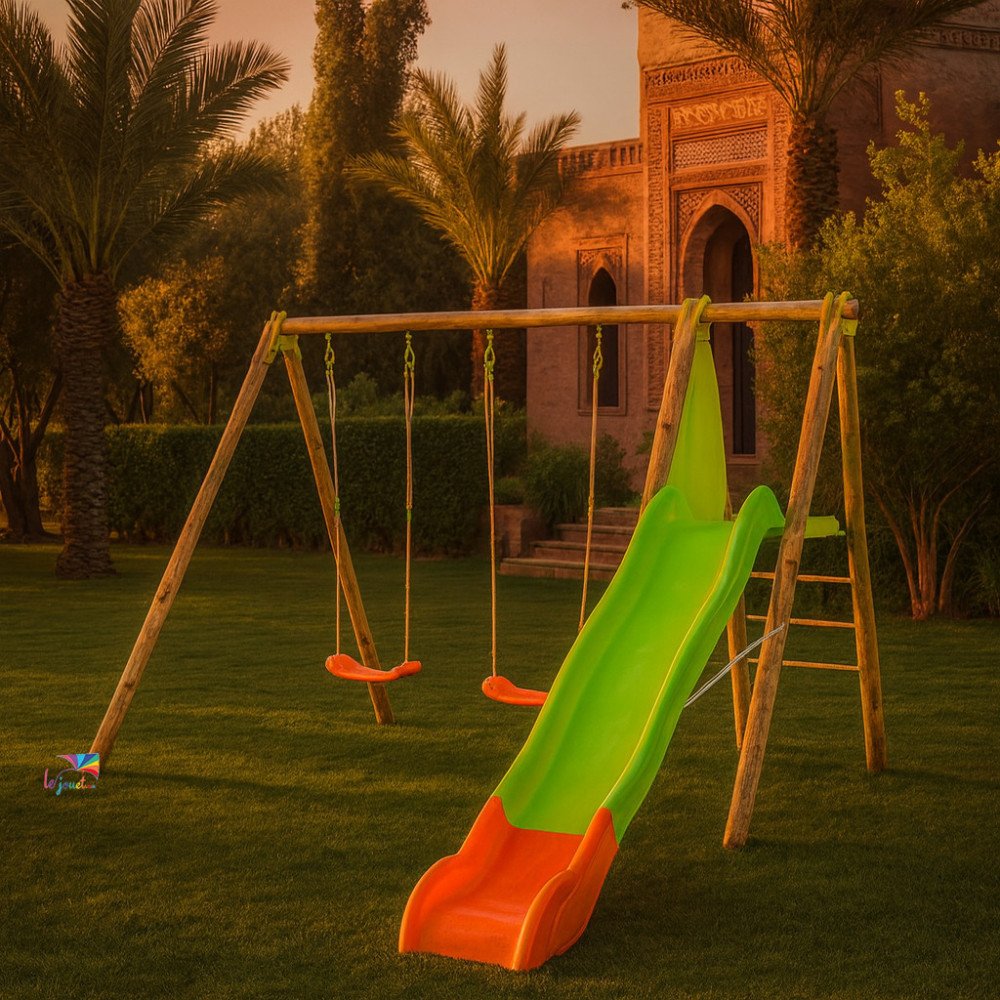 Portique Bois Métal ARROBA 2,30 m avec Toboggan | Trigano
