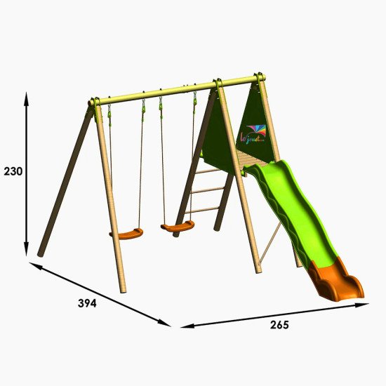 Portique Bois Métal ARROBA 2,30 m avec Toboggan | Trigano