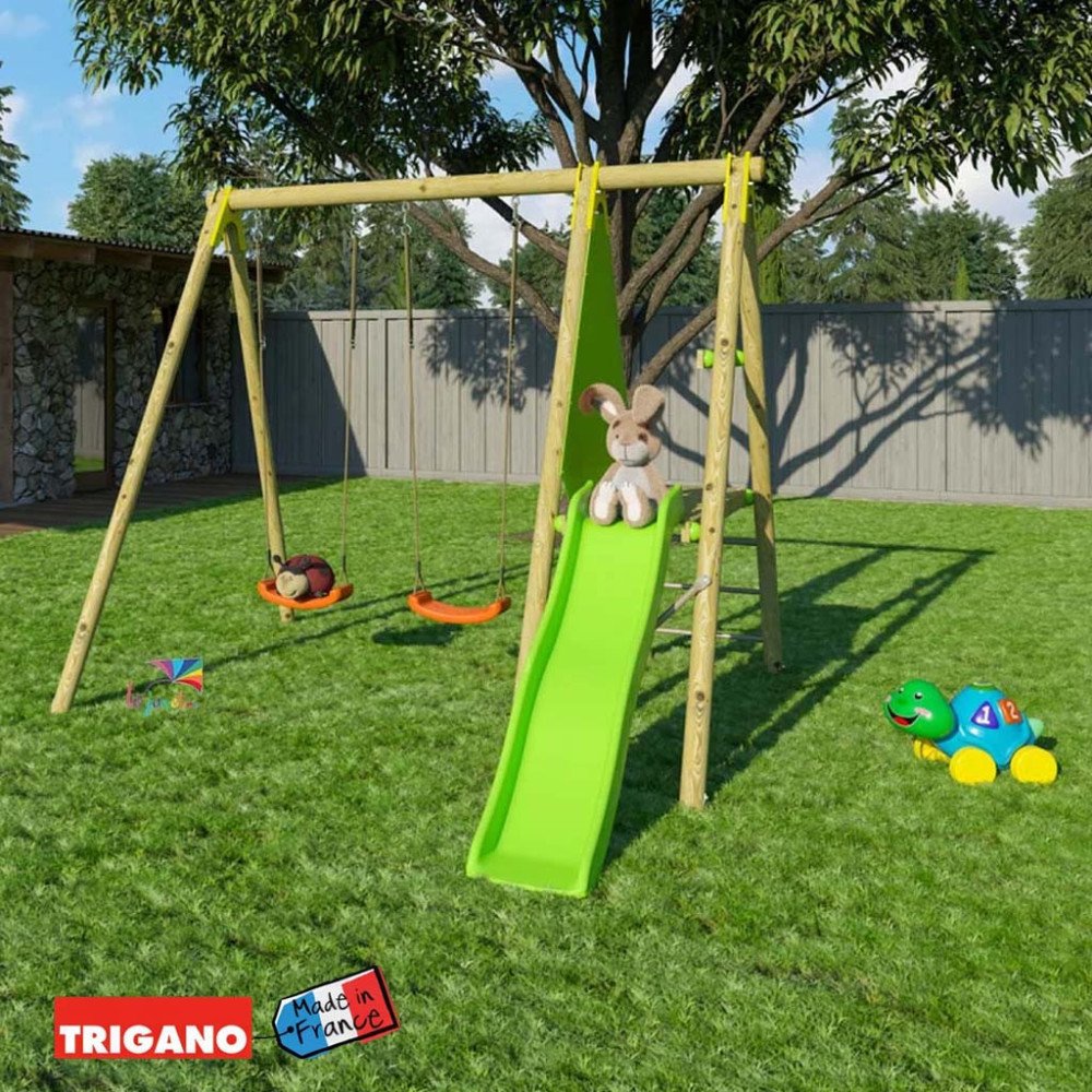 Portique Bois avec Toboggan TOPWOOD DANI | Trigano