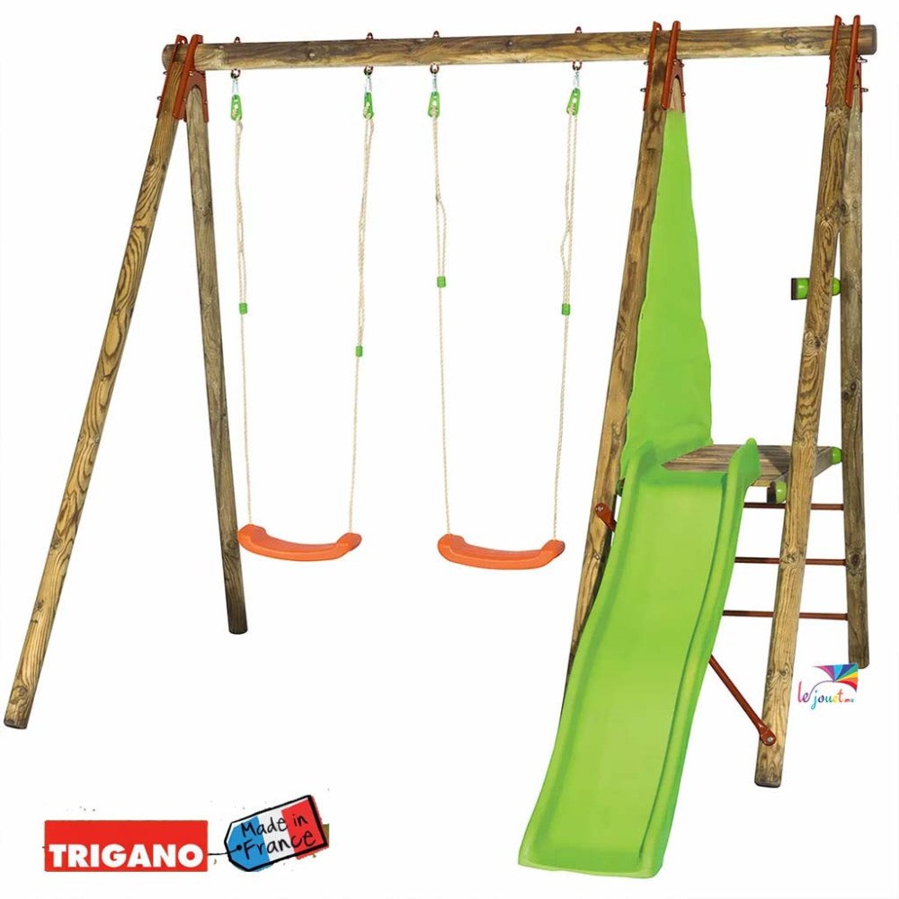 Portique Bois avec Toboggan TOPWOOD DANI | Trigano