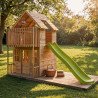 Maisonnette cabane en bois FSC® avec toboggan vert pomme LOFT TP Toys