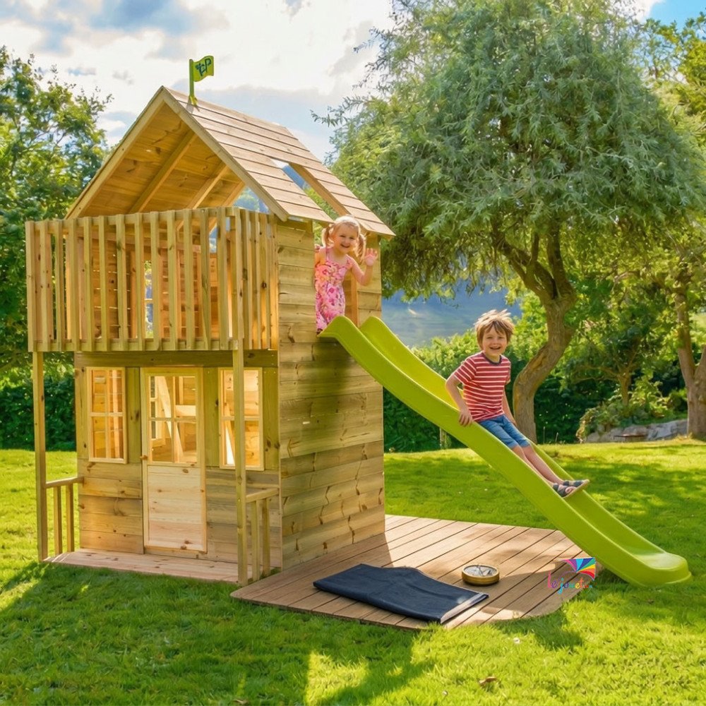 Maisonnette Enfant Bois avec Toboggan LOFT | TP Toys