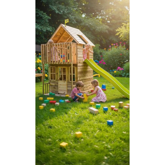 Maisonnette Enfant Bois avec Toboggan LOFT | TP Toys