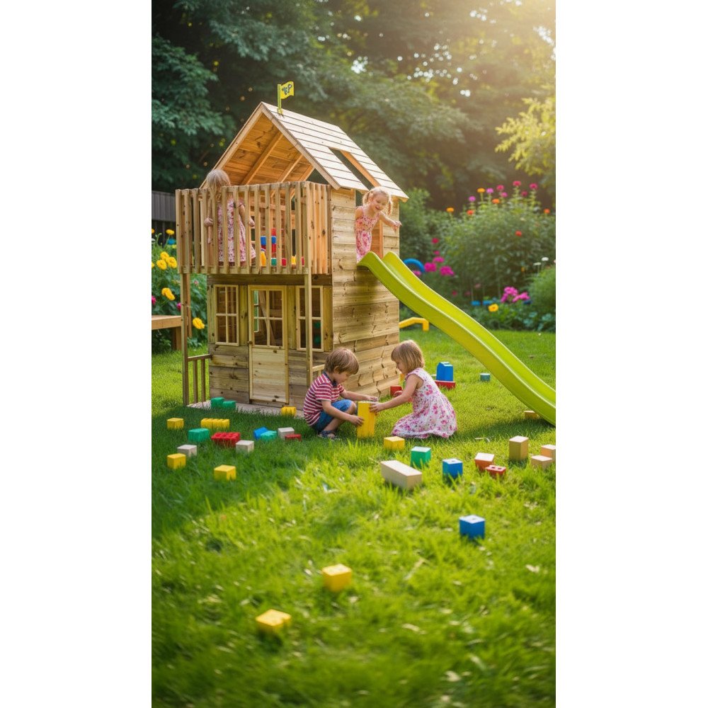 Maisonnette Enfant Bois avec Toboggan LOFT | TP Toys