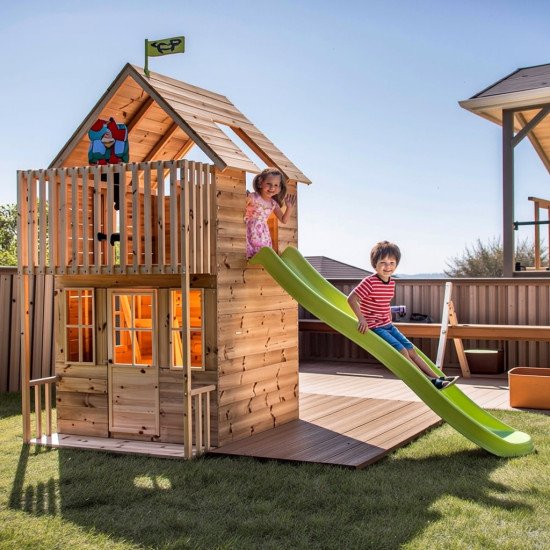 Maisonnette Enfant Bois avec Toboggan LOFT | TP Toys
