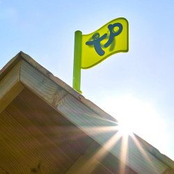 Maisonnette cabane en bois FSC® avec toboggan vert pomme LOFT TP Toys