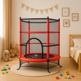 Mini Trampoline Enfant 140 cm avec Filet | Rouge et Noir
