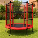 Mini Trampoline Enfant 140 cm avec Filet | Rouge et Noir