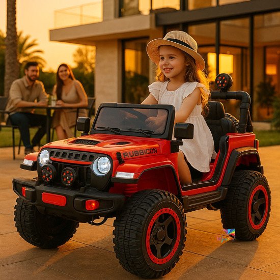 Voiture électrique 4x4 pour enfant style Jeep avec LED & grosses roues