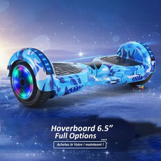 Hoverboard avec poignée de transport LED et Bluetooth