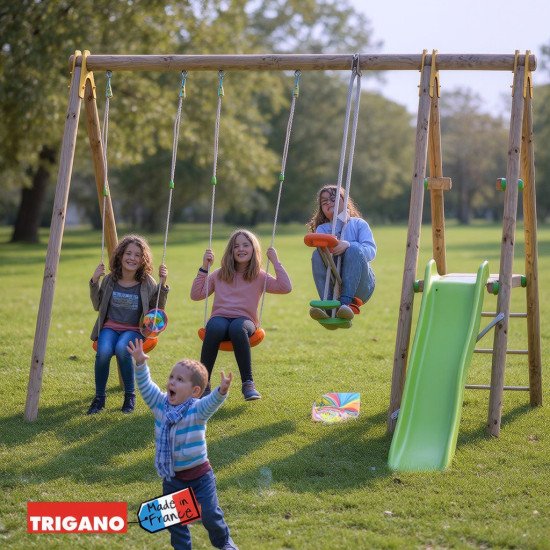Balançoire en bois 2,30 m Topwood TUTTI – Trigano - 6 enfants
