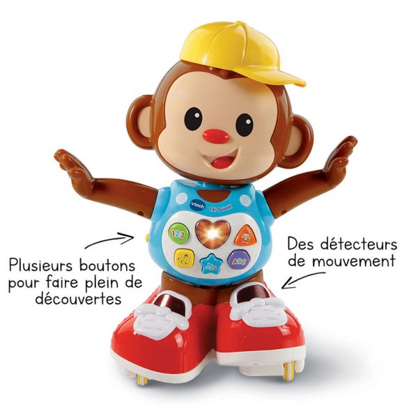 VTech - Titi Ouistiti – singe interactif – jouet singe – jouet bebe 12/36 mois – brun – Version FR