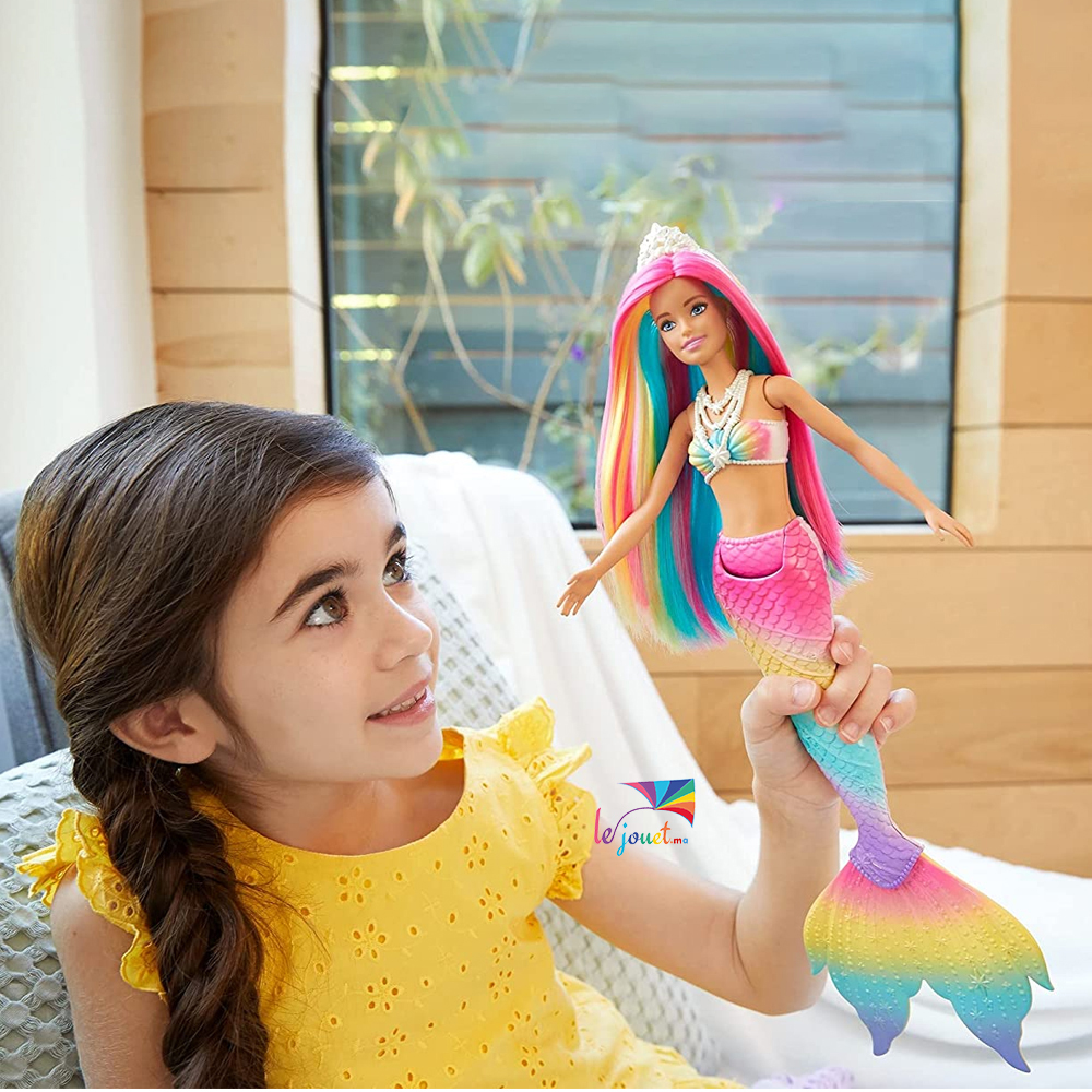 Barbie dreamtopia - poupee sirene magique arc-en-ciel, poupees