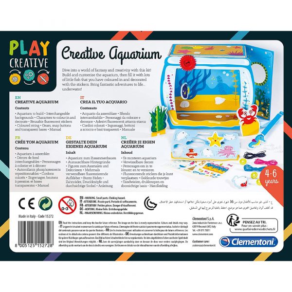 Clementoni-15272 Play Aquarium-fabriqué en Italie-kit de Loisir créatif, 4 Ans et Plus, 15272, Multicolore