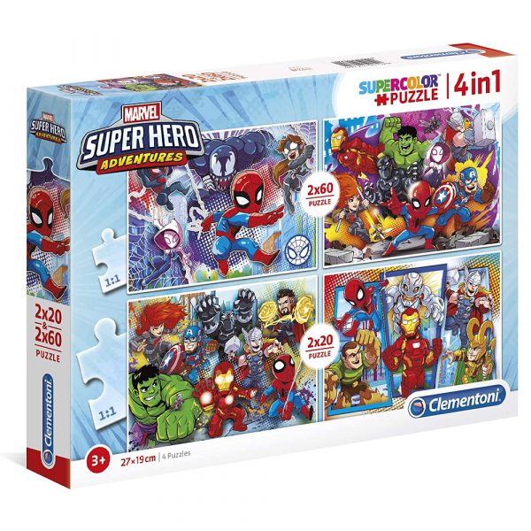 Puzzles - Marvel Superhéros - 2 x 20 + 2 x 60 Pièces - Clementoni - Supercolor