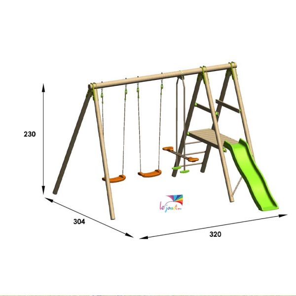 Balançoire en bois 2,30 m Topwood TUTTI – Trigano - 6 enfants