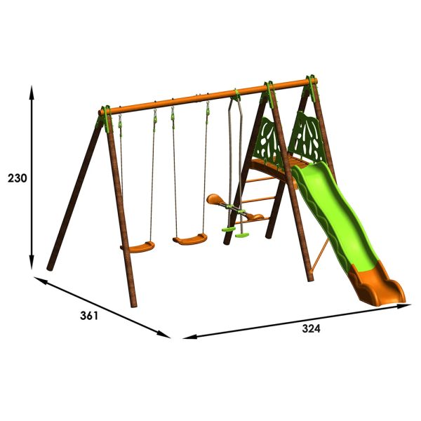 Balançoire en bois poutre métal 2,30 m Techwood Premium AKEO Trigano - j-18624P4B -