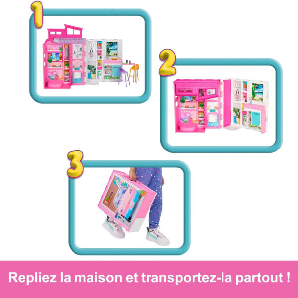 Maison de vacances Barbie. Avec 4 zones de jeu et 11 accessoires – Image 4