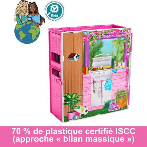 Maison de vacances Barbie. Avec 4 zones de jeu et 11 accessoires