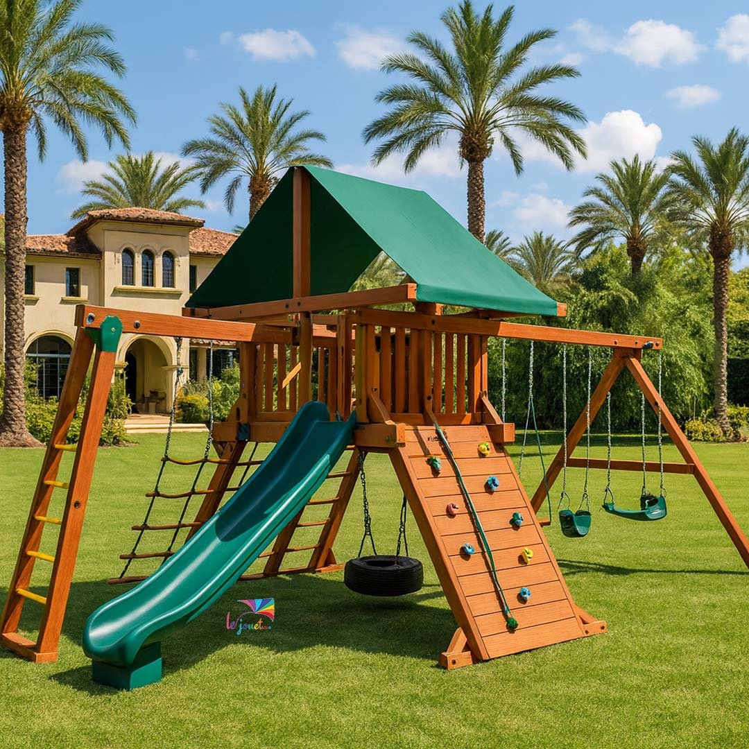 Aire de jeux Peak Junior avec toit en bois 1 Aire de jeux Peak Junior avec toit en bois