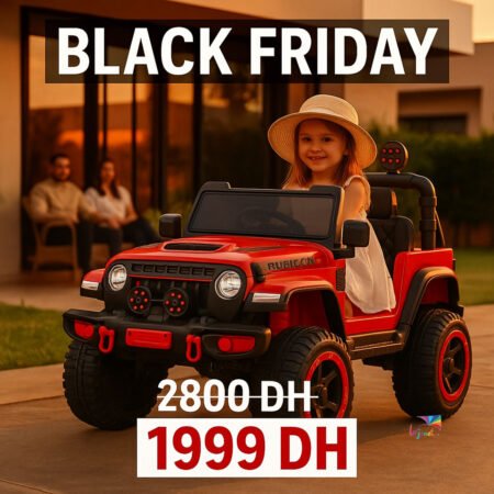 Voiture électrique 4x4 pour enfant style Jeep avec LED & grosses roues